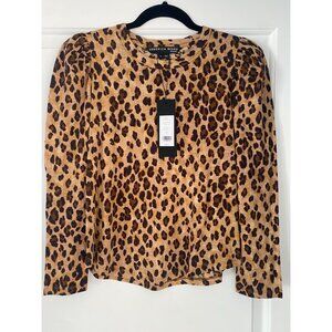 Puff Sleeve long Sleeve T Shirt - leopard print